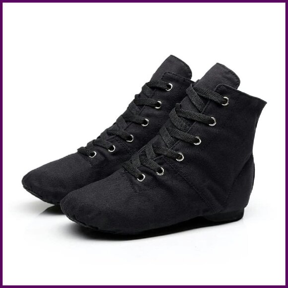 Canvas Split Sole Jazz Dance Shoes Ballet Ballroom Oxford Lace Up - Picture 4 of 7